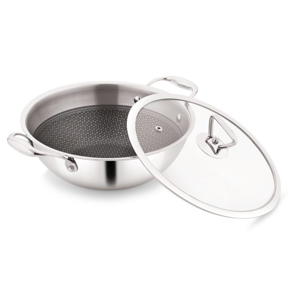 Maxfresh Triply Honey Comb Kadai with Glass Lid (Pro Series)